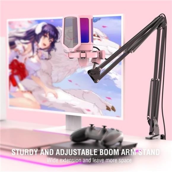 Gaming USB Microphone Kit, PC Streaming Recording Computer RGB Microphone Set - Picture 5 of 6